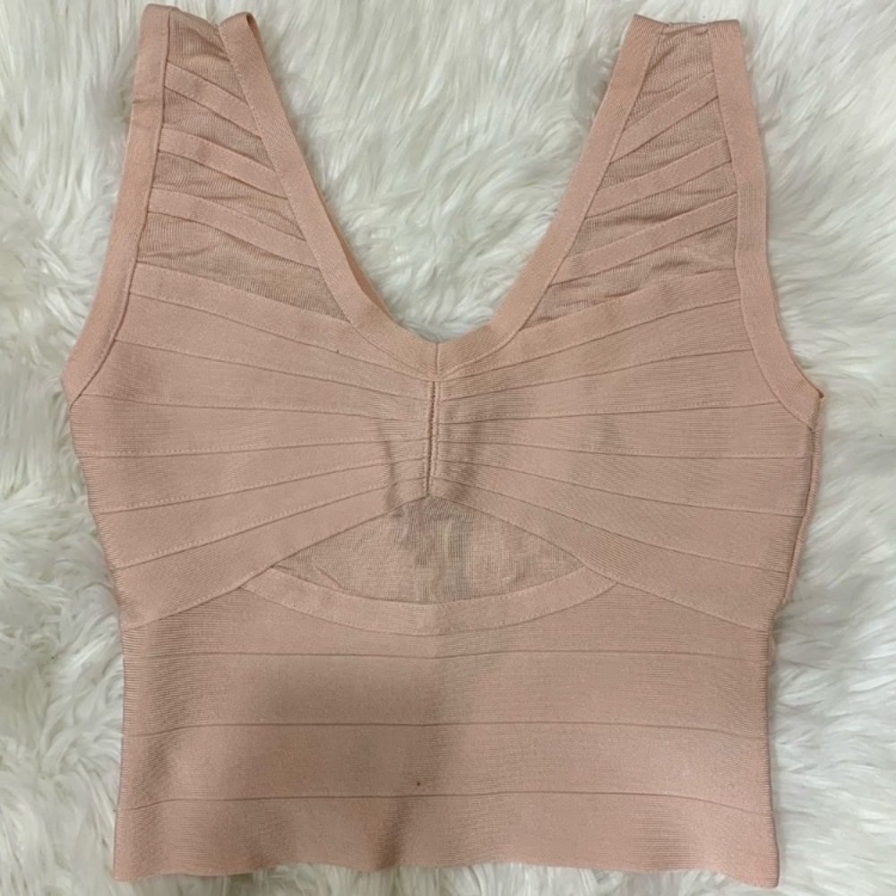 Bebe light pastel pink bandage crop top